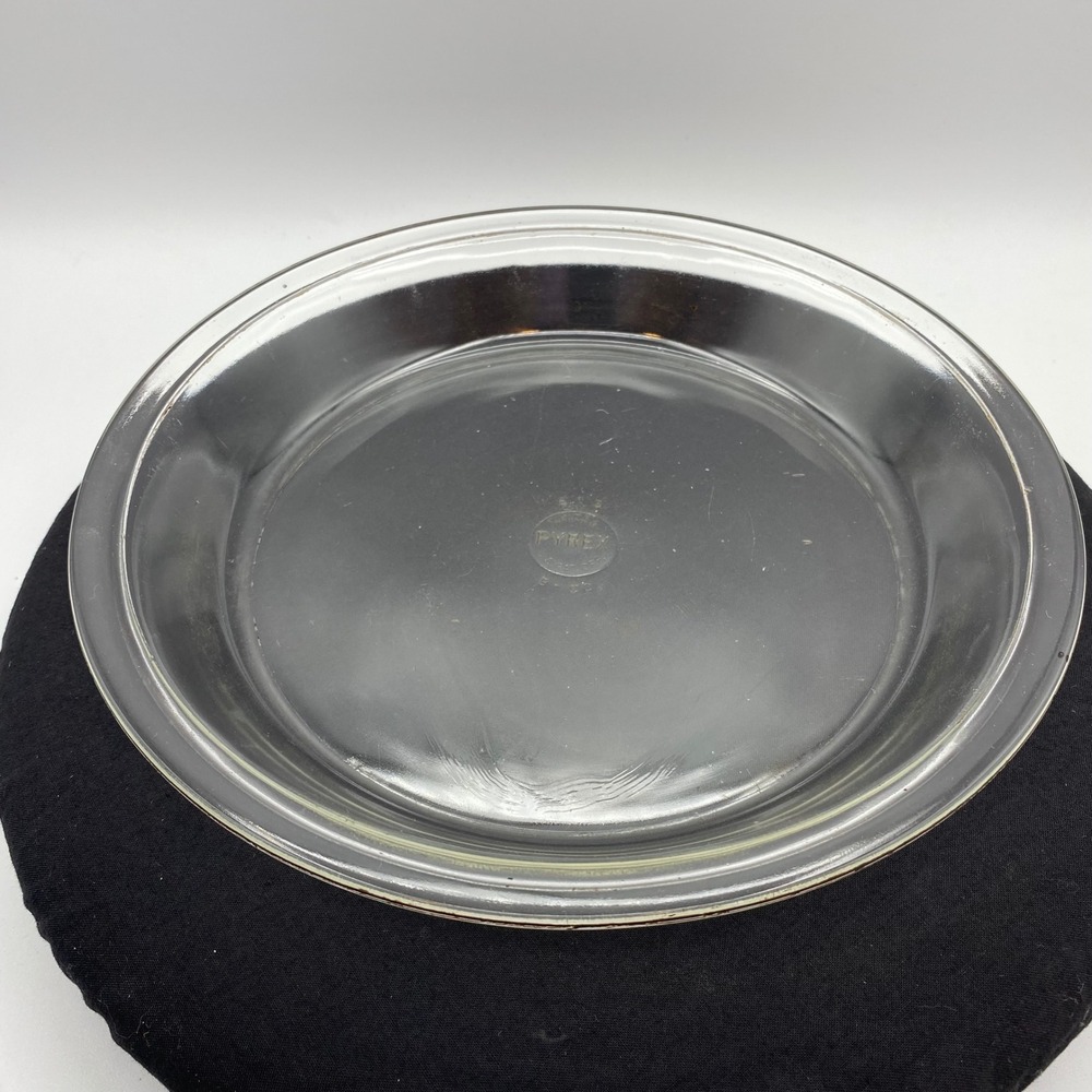 Pyrex 10in Pie‎ Plate Clear Glass Vintage 209 Round Baking Dish Wide Rim Rustic